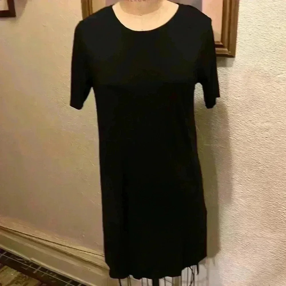 H&M Basics Black Mini Crew Neck Dress Size L